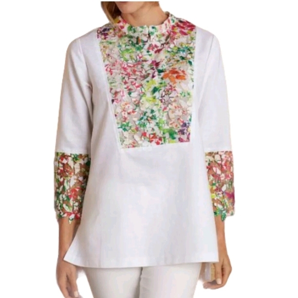 Soft Surroundings Tops - Medium Soft Surroundings 100% Linen Boxy Tunic with Mandarin Collar